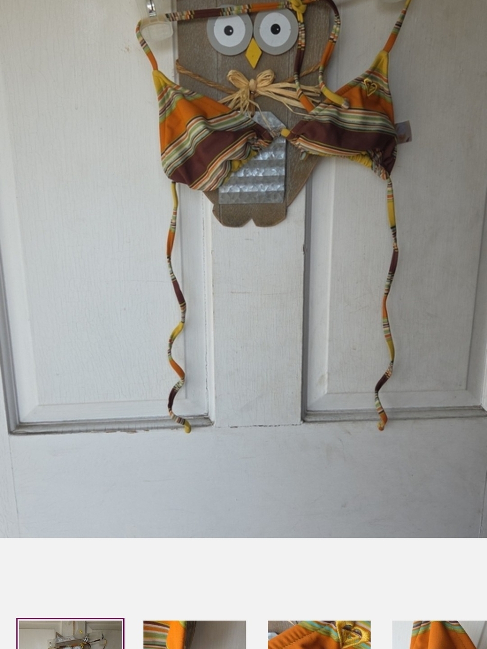 Roxy Striped Bikini Top in Orange, Brown, Yellow Y2k